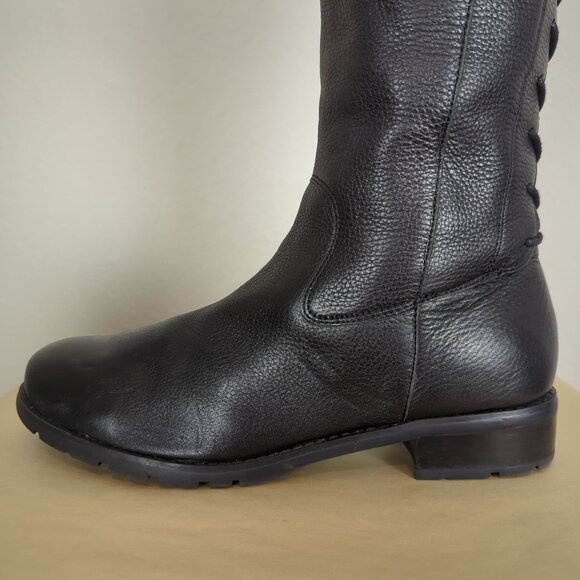 Sofft Sharnell II Black Tall Leather Women Lace up Boots 11M Waterproof - Picture 12 of 16